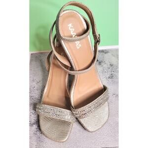 New Kaanas Shania Silver Strappy Pumps with rhinestones Size 8 Wedding, Formal